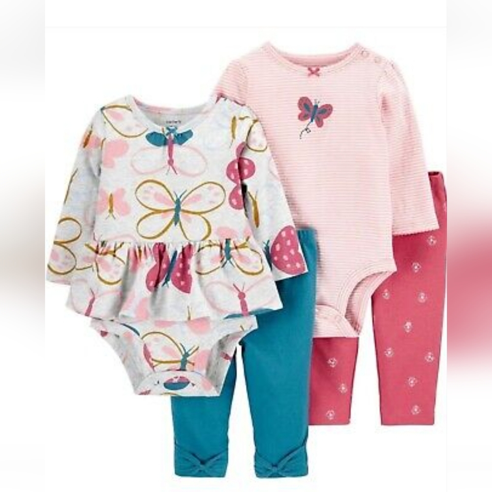 2/$40 4 Piece- Carter Butterfly Body Suit & Diaper Cover with leggings